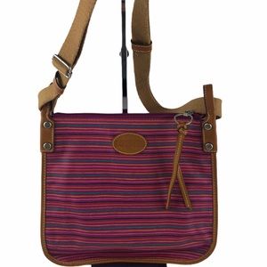 COPY - Fossil Pink Striped Print Canvas Crossbody Purse